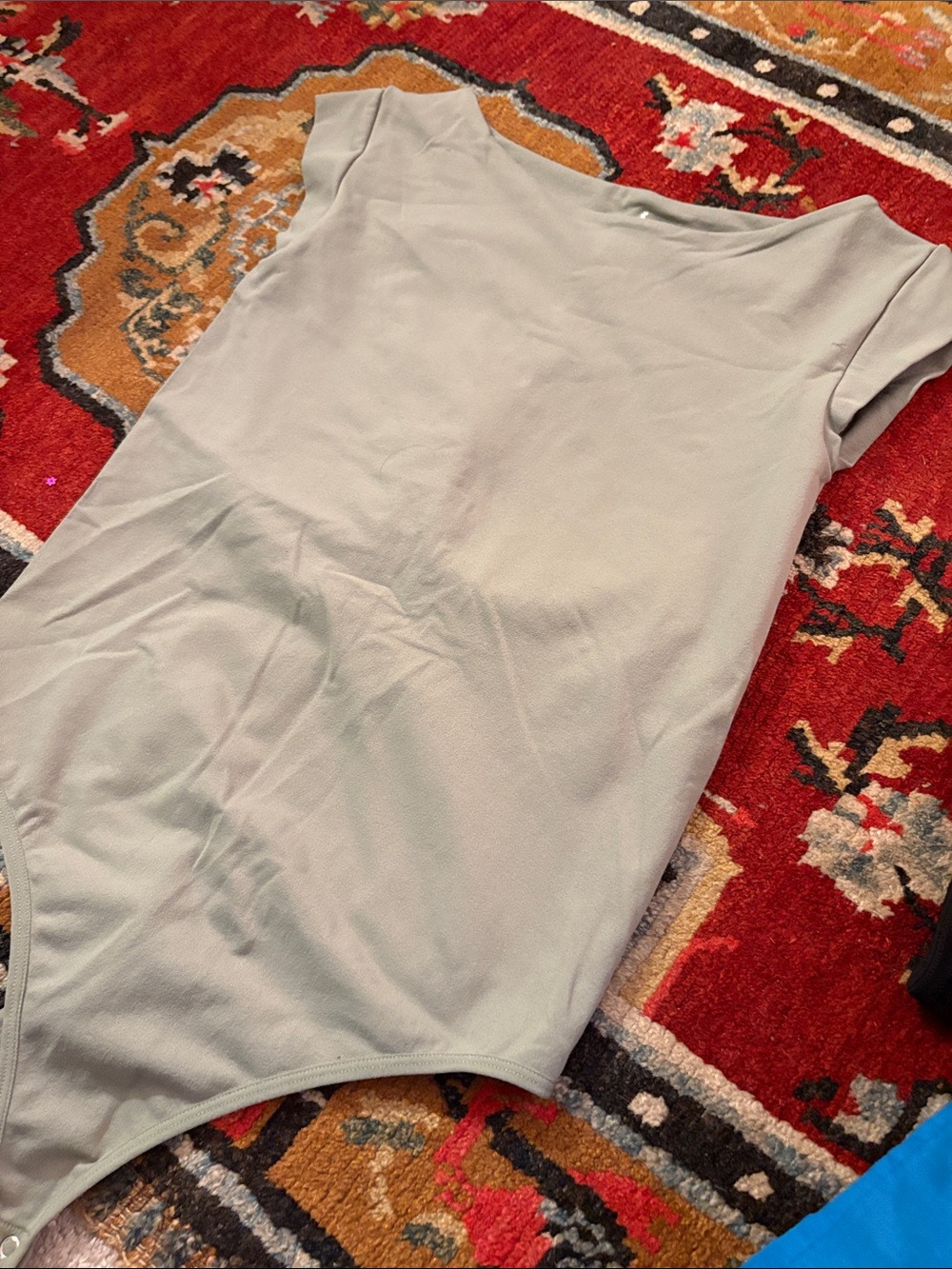 free people clean lines bodysuit m/l (with shelf bra)—sage green